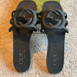 Black Women's rubber Slide Sandals sz. 39